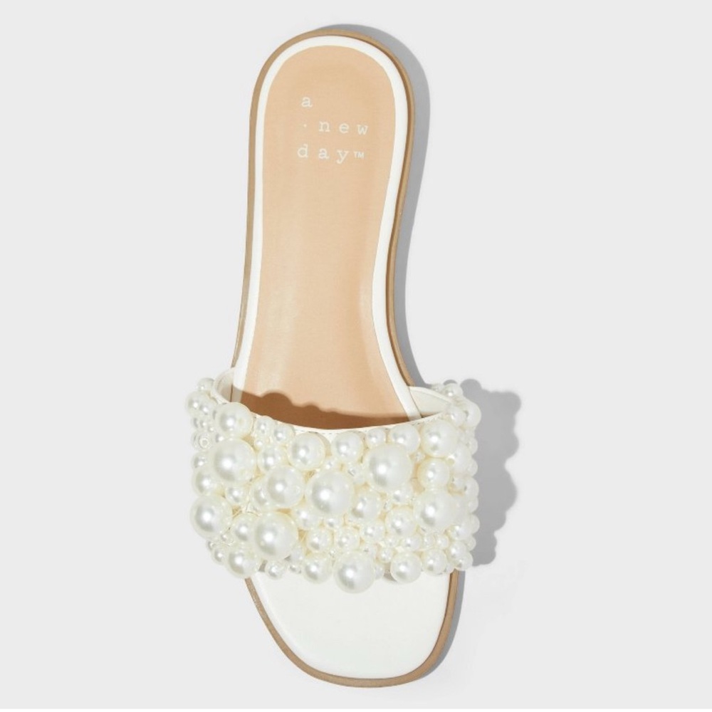 A New Day Pearl Embellished White Sandals